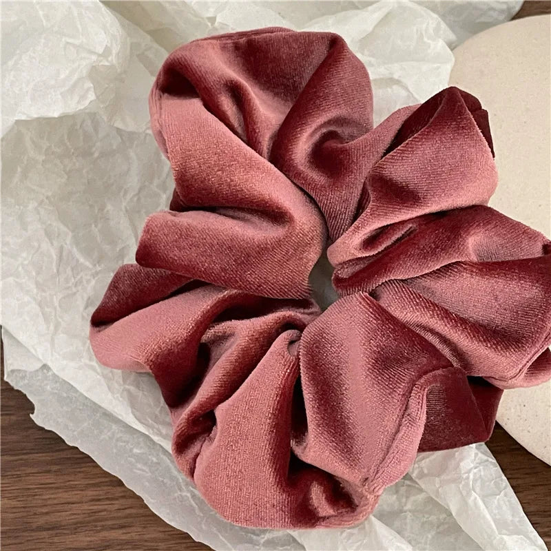 Flannel Oversized Velvet Hair Scrunchie for Women