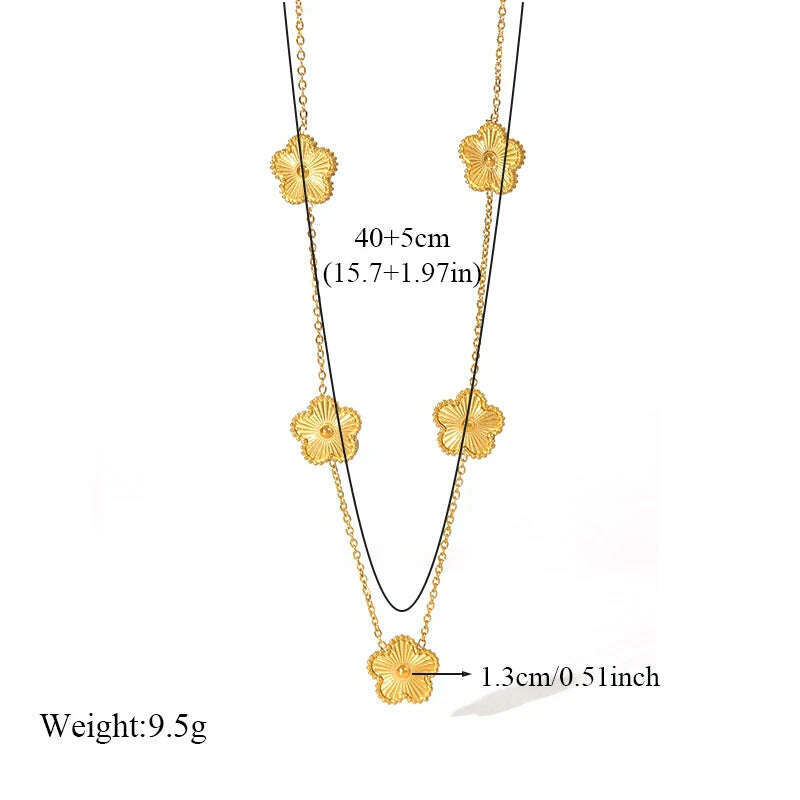 EILIECK 316L Stainless Steel Black Five Leaf Clover Pendant Necklace For Women Fashion New Party Gift Neck Chain Jewelry Collar