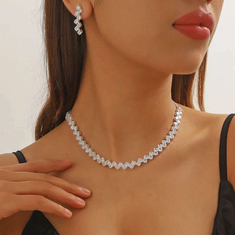 FYUAN Luxury Geometric Zircon Jewelry Set