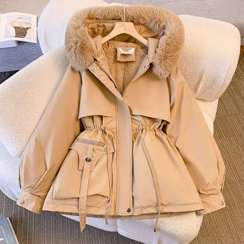 Cotton-Padded Parka – Hooded, Zipper, Drawstring Coat - D&M Boutique