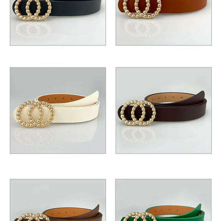Green PU Leather Women's Fashion Belt