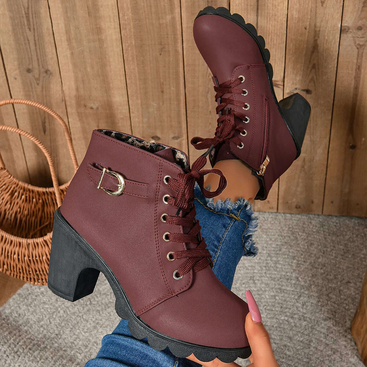 LINLING High Heel Ankle Boots