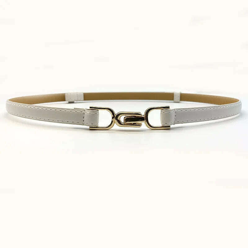 New Fashion Leather Thin Belt for Women with Metal Buckle