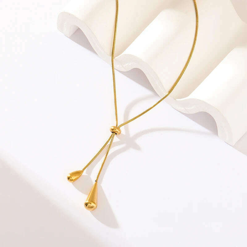 GANEMLY 316L Stainless Steel Water Drop Pendant Necklace