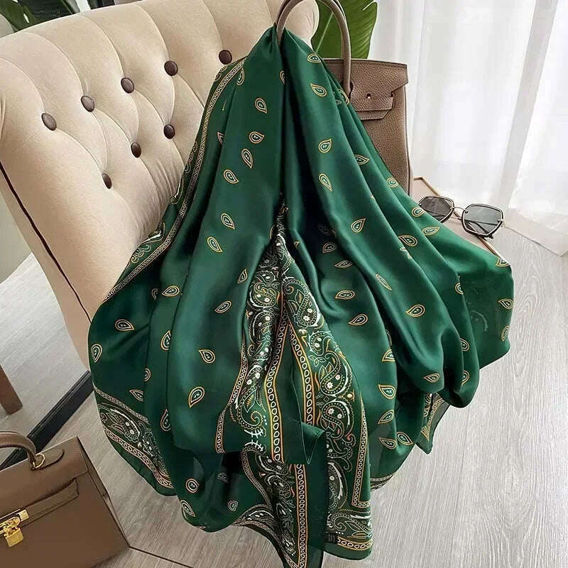 2023 Autumn Winter New Imitated Silk Scarf Women 180*90cm Outdoor Large Size Soft Silky Scarf Beach Long Luxury Scarf Lady Hijab