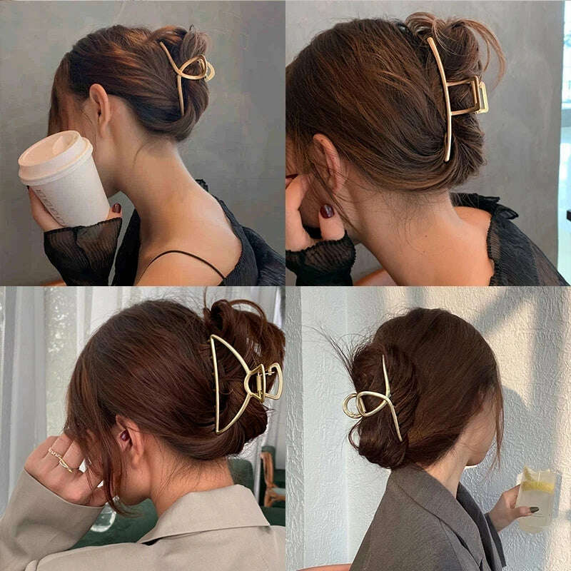 2024 Elegant Gold & Silver Geometric Metal Hair Claw