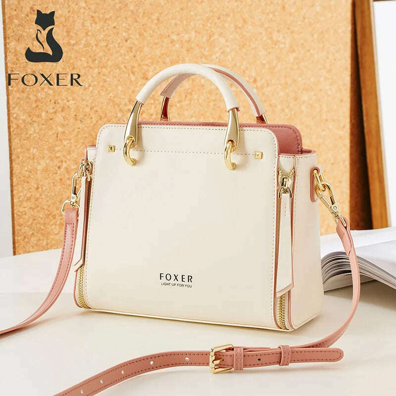 FOXER Split Leather Crossbody Bag Elegant & Spacious