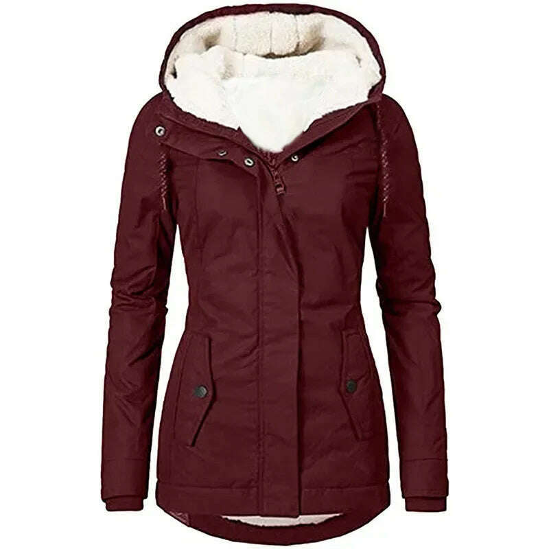 2024 Hooded Zipper Coat – Loose Fit, Pockets, Thick Parka - D&M Boutique
