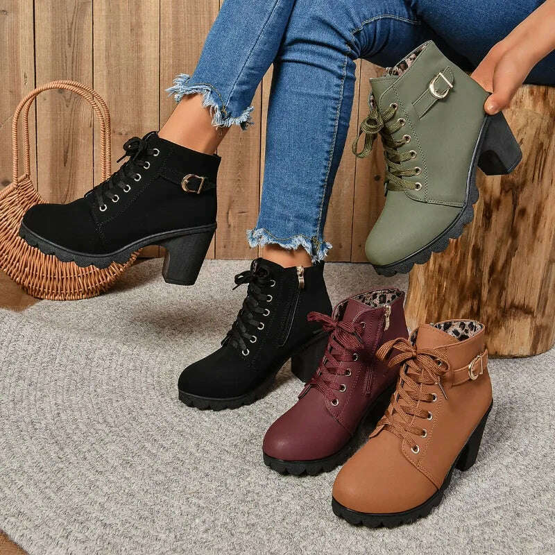 LINLING High Heel Ankle Boots
