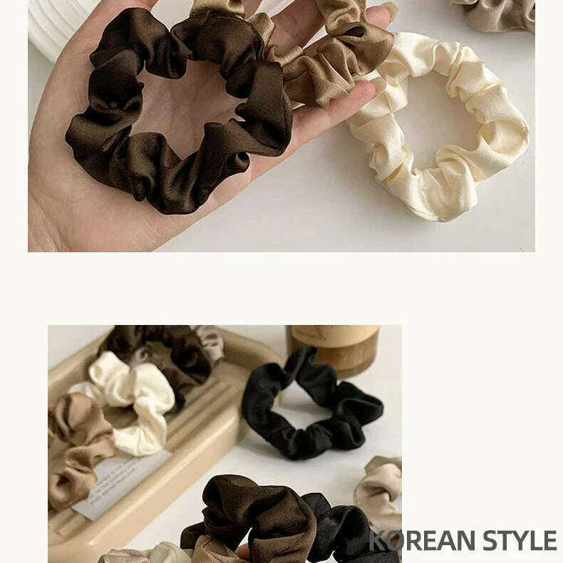 3/4/5 PCS Satin Pleated Scrunchies Elastic Hair Bands