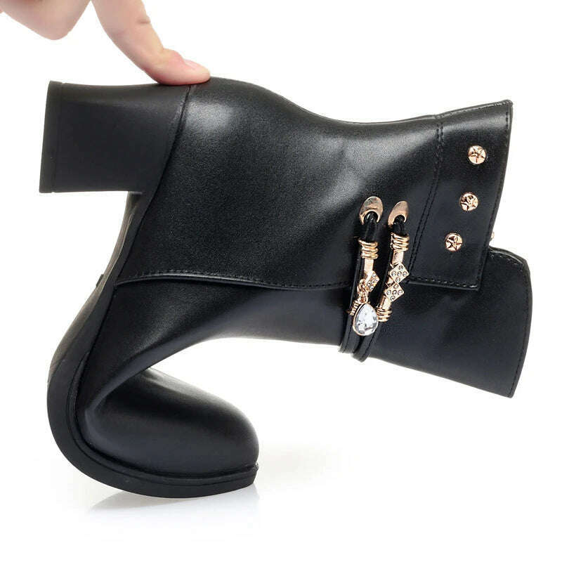ZLMIAO SHZHANG Women’s Soft Leather Ankle Boots