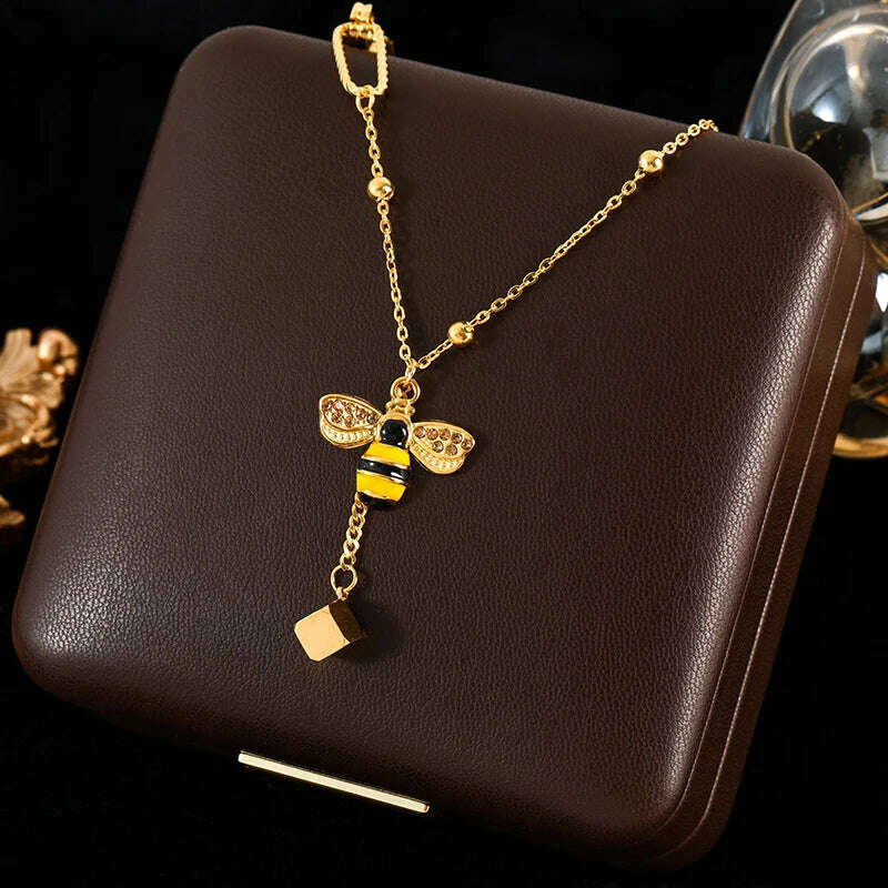 GANEMLY 316L Stainless Steel Water Drop Pendant Necklace