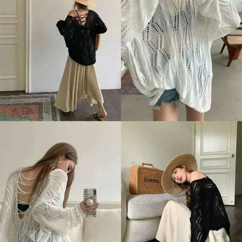 2024 Autumn/Winter Women's Sweater: Hollow Out, Long Sleeve - D&M Boutique