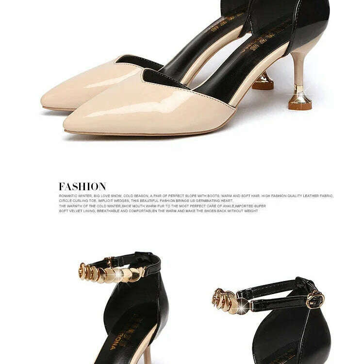 2024 Zapatos De Mujer Women Fashion Sweet Pointed Toe Buckles Strap Stiletto Heels Lady Cool Red Party Heel Shoes White Heels