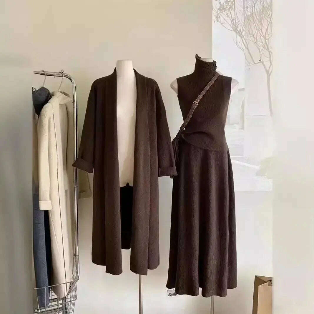 Women’s 3-Piece Set – Knit Sweater, Vest, High Waist Skirt, Casual Morocco Style - D&M Boutique