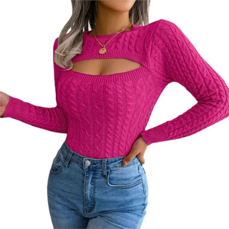 2024 Autumn/Winter Women's Sweater: Hollow Out, Long Sleeve - D&M Boutique
