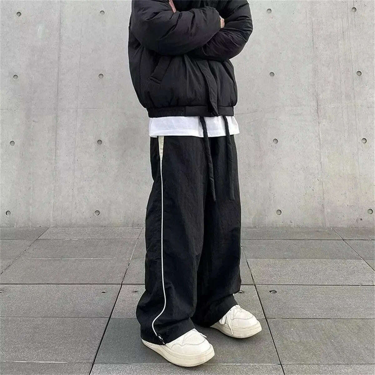Casual Wide-Leg Cargo Pants – Drawstring, Y2K Streetwear Joggers - D&M Boutique