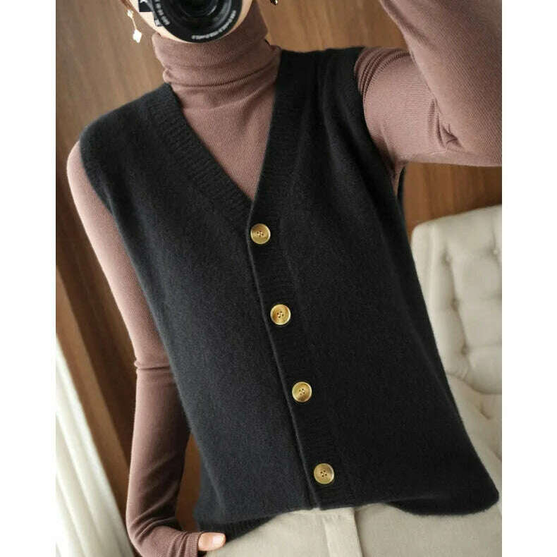 2024 Women's Cashmere Sleeveless Sweater Vest - D&M Boutique