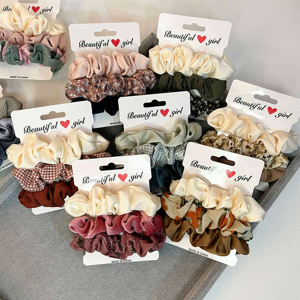 3PCS Corduroy Knitted Scrunchies Set for Women