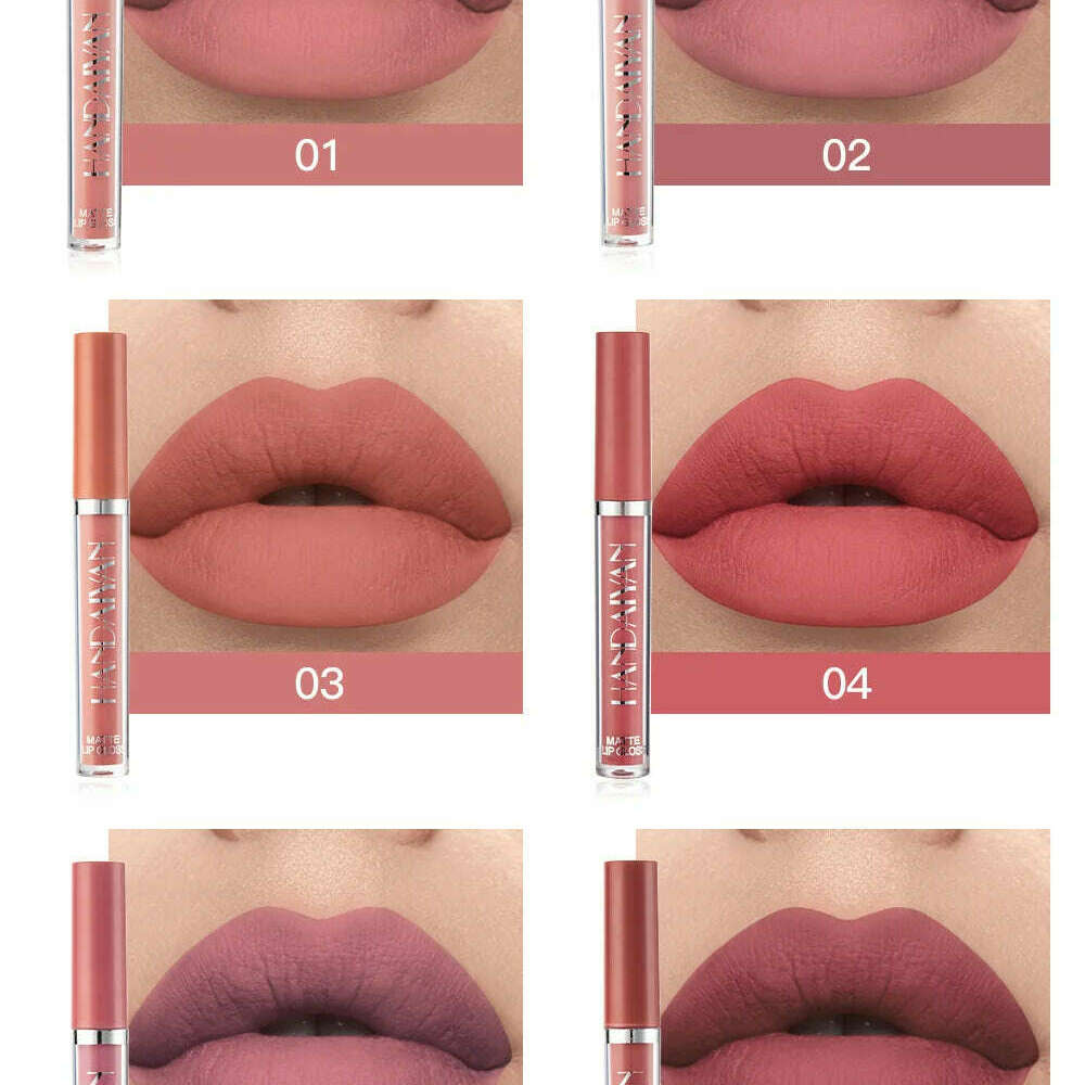 HANDAIYAN 6Pcs Velvet Matte Lip Gloss Set