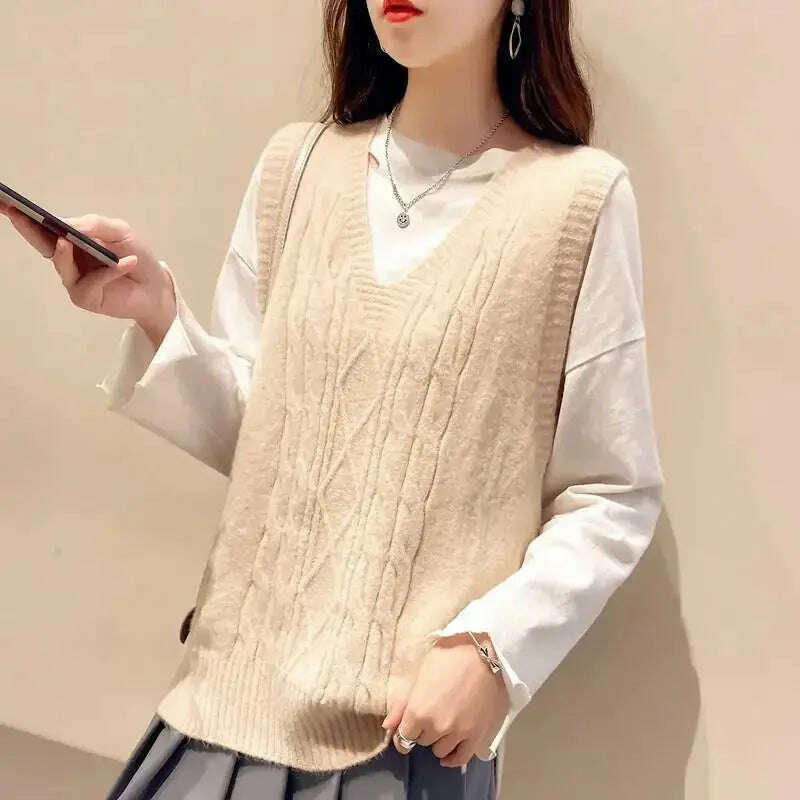2024 Women's Knitted Vest: V-Neck, Sleeveless Pullover - D&M Boutique