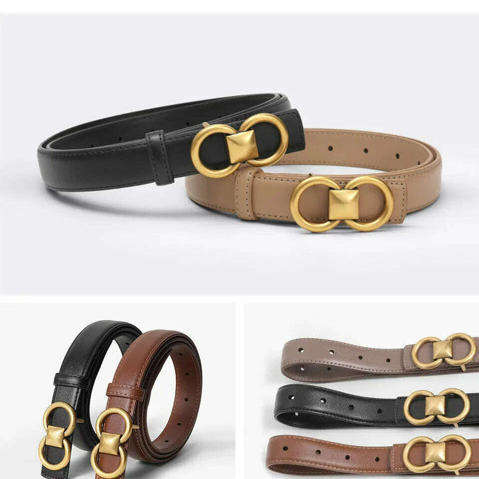 BEAUTODAY Cow Leather Belt with Symmetrical Buckle