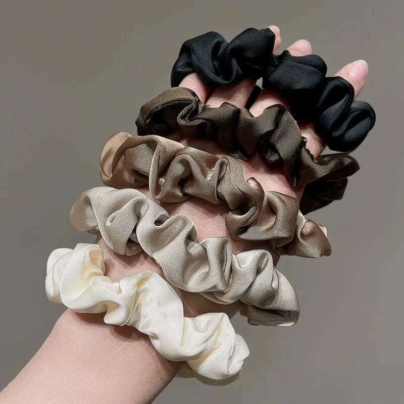 3/4/5 PCS Satin Pleated Scrunchies Elastic Hair Bands