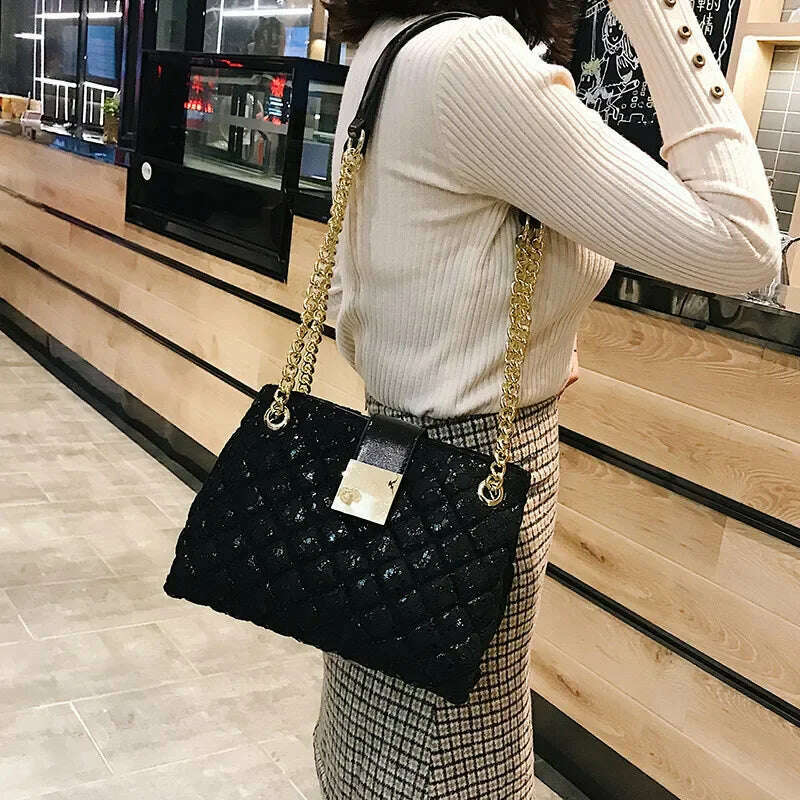 Lace Women's Handbag Diamond Pattern Chain Shoulder Bag