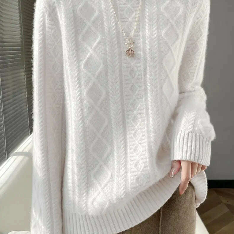 DjzDsm Turtleneck Sweater: 100% Merino Wool, Check Knit - D&M Boutique
