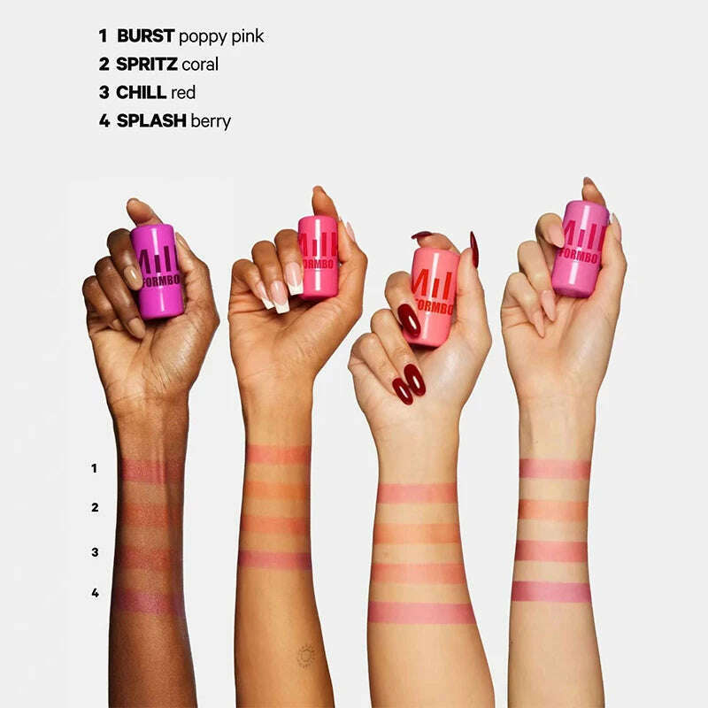 LANBENA Jelly 4-Color Lip Gloss & 3-in-1 Milk Blush Stick