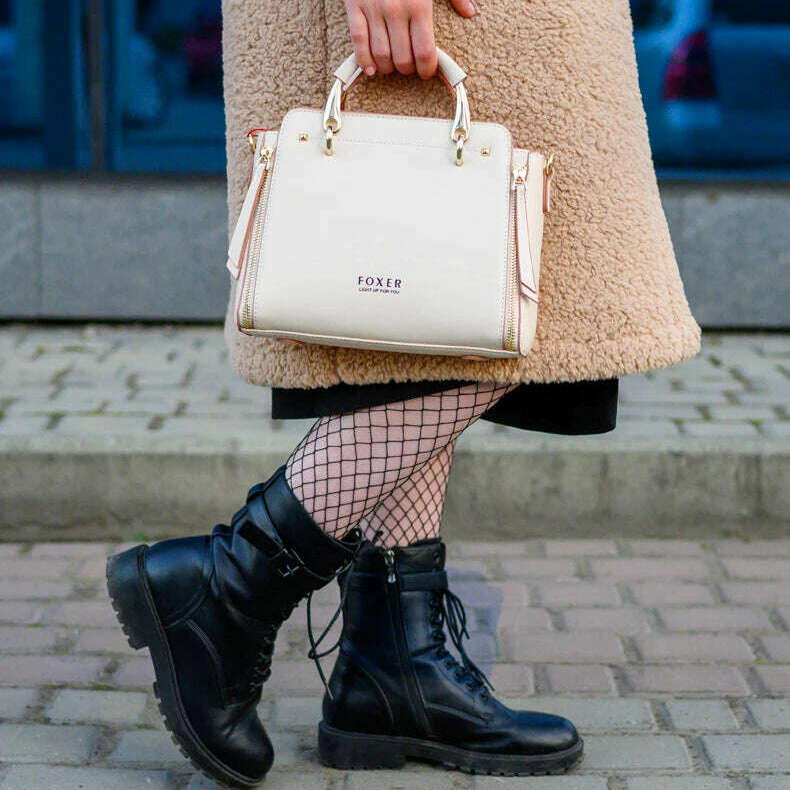 FOXER Split Leather Crossbody Bag Elegant & Spacious
