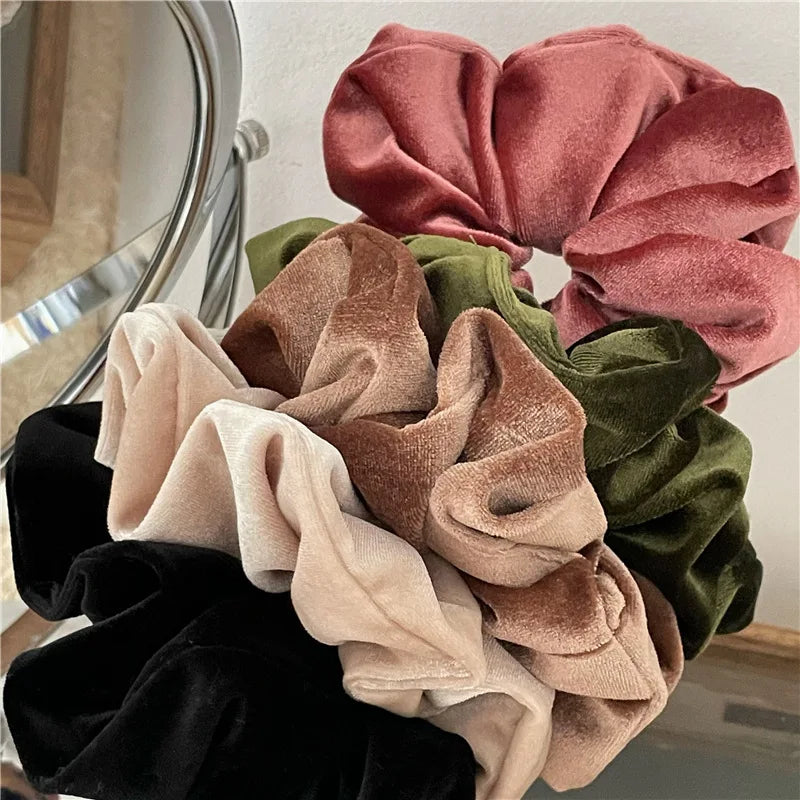 Flannel Oversized Velvet Hair Scrunchie for Women