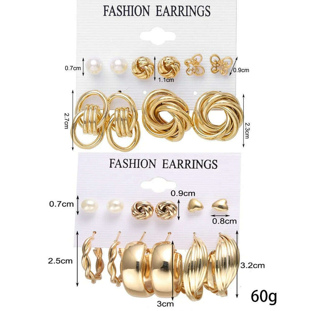 11 Pairs Star Design Zinc Alloy Clip Earrings Set