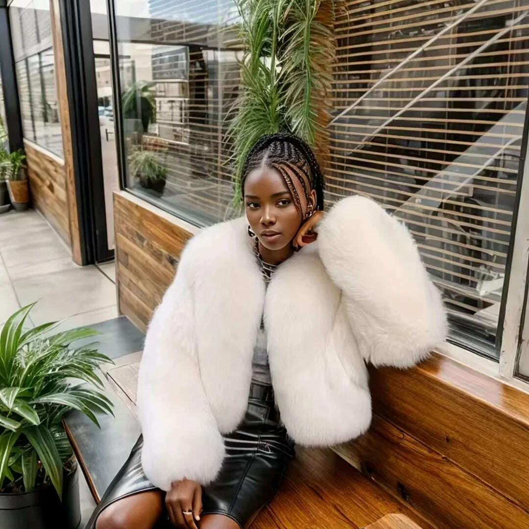 Imitation fur black style jacket coat