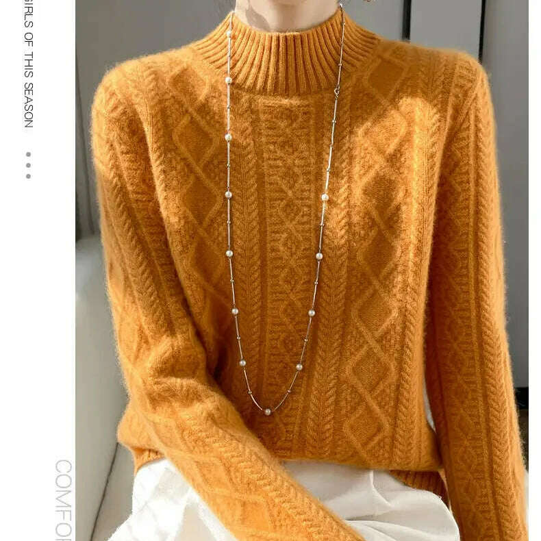 DjzDsm Turtleneck Sweater: 100% Merino Wool, Check Knit - D&M Boutique