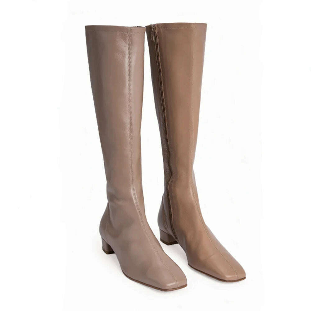 FEDONAS Women's Leather High Heel Boots