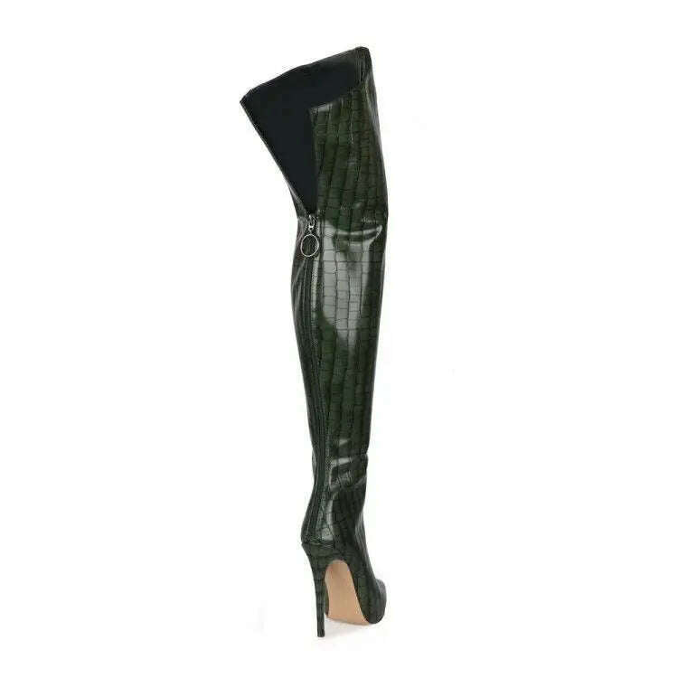 2024 High-heeled Pointed Knee High Boots with Zipper