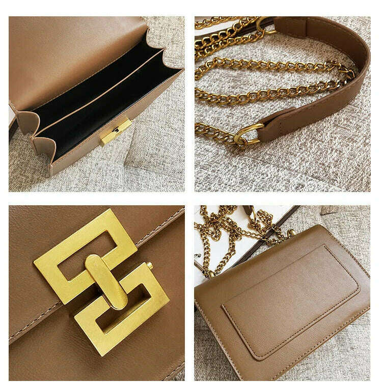 Square Chain Crossbody Bag for Women Elegant PU Handbag