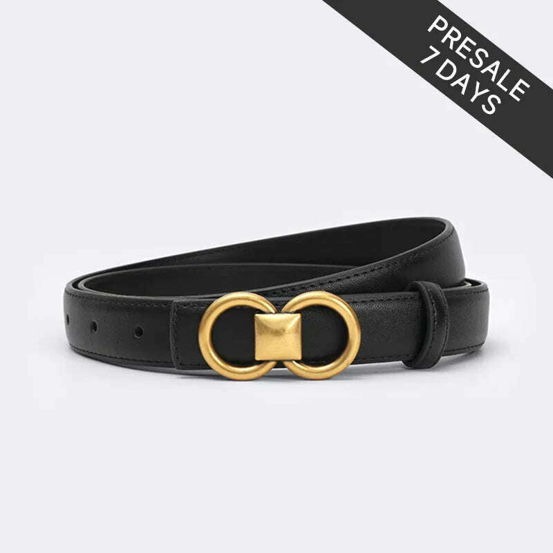 BEAUTODAY Cow Leather Belt with Symmetrical Buckle