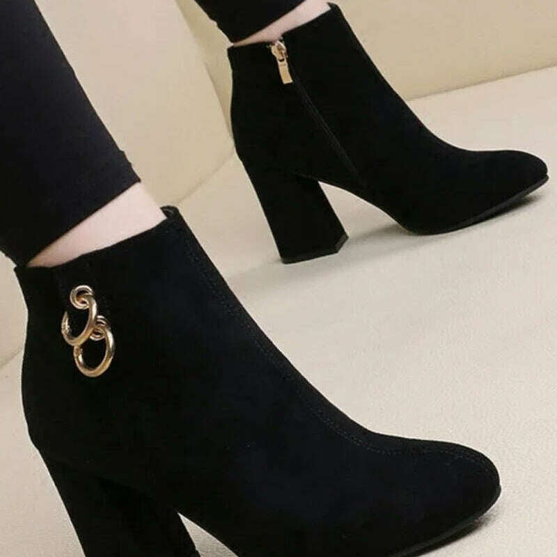 BZQBZX Retro Plush Ankle Boots