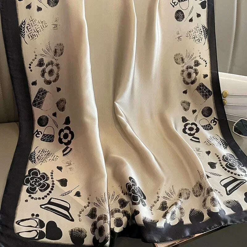 2023 Autumn Winter New Imitated Silk Scarf Women 180*90cm Outdoor Large Size Soft Silky Scarf Beach Long Luxury Scarf Lady Hijab