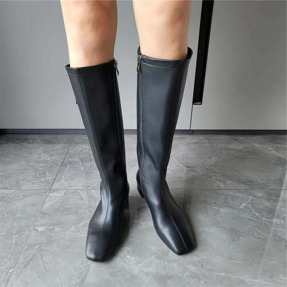 FEDONAS Women's Leather High Heel Boots