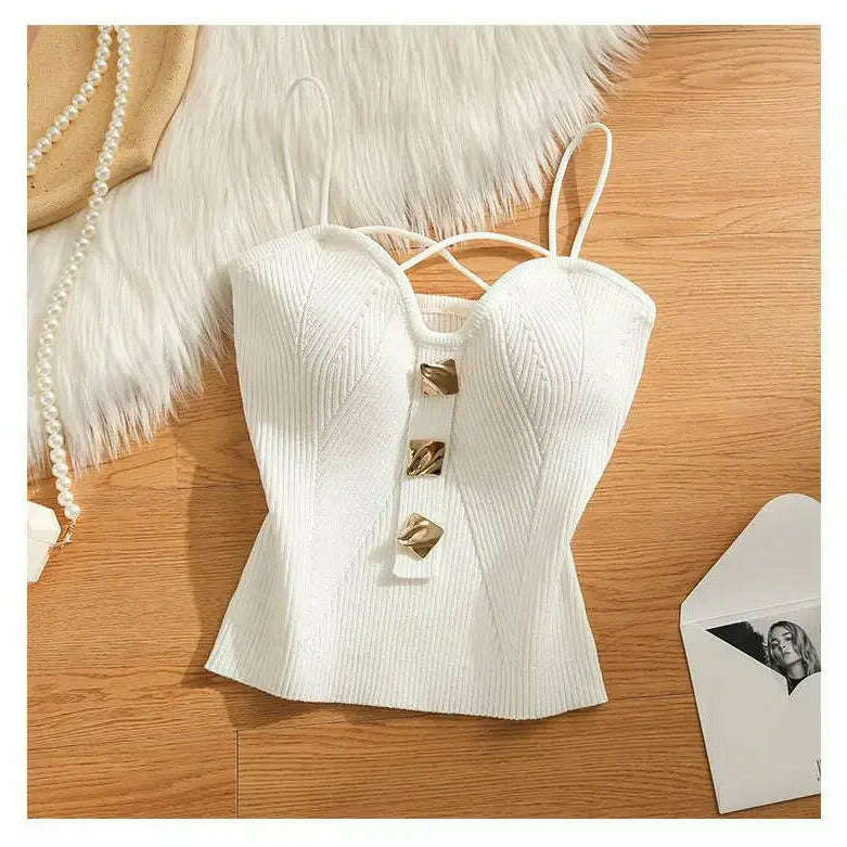 Knitted Camisole Tank Top: Women's Summer Outerwear - D&M Boutique