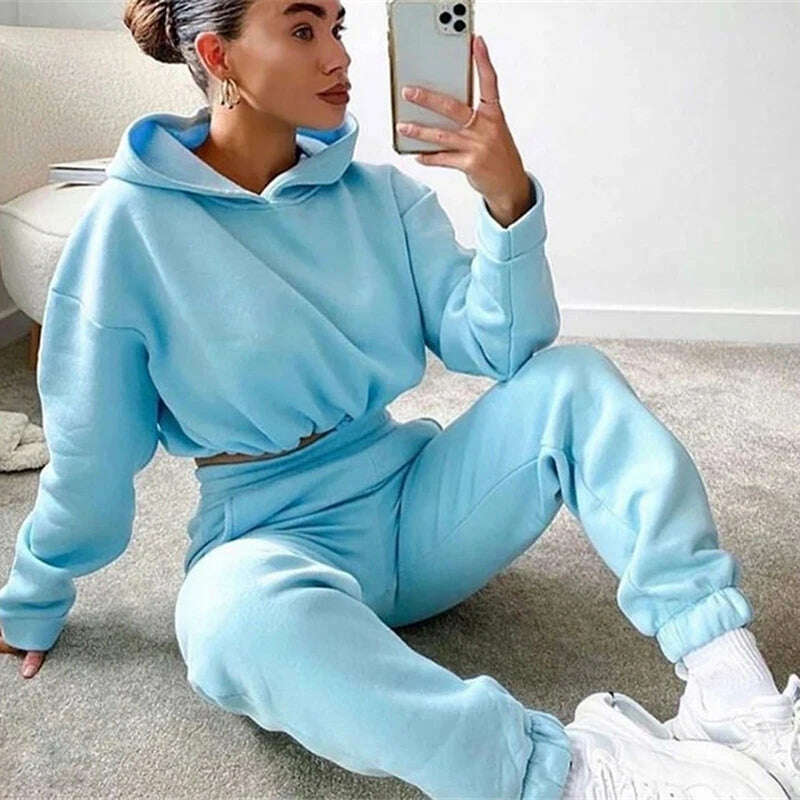 2024 Women's Casual Tracksuit, Hooded Sweatshirt & Pants Set