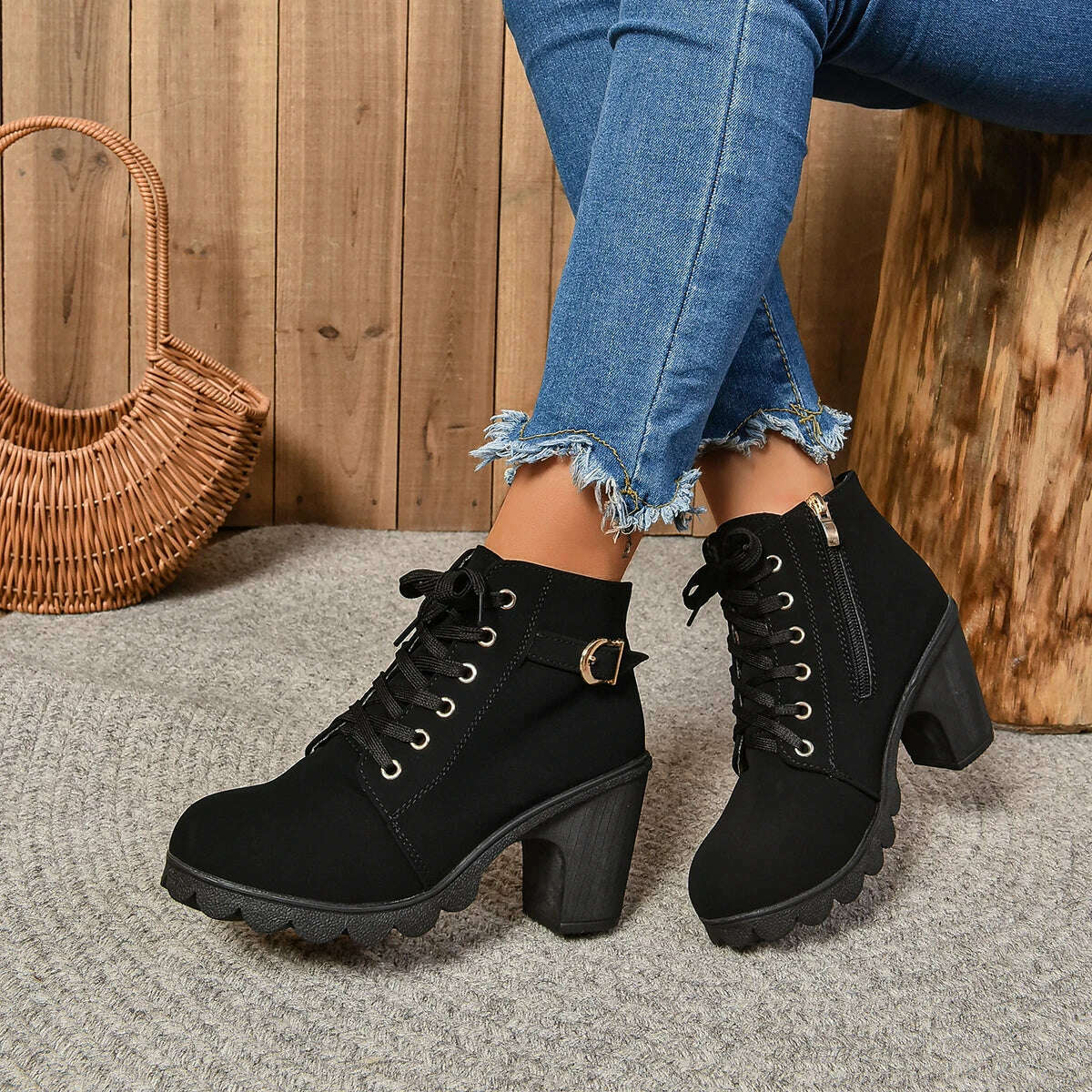 LINLING High Heel Ankle Boots