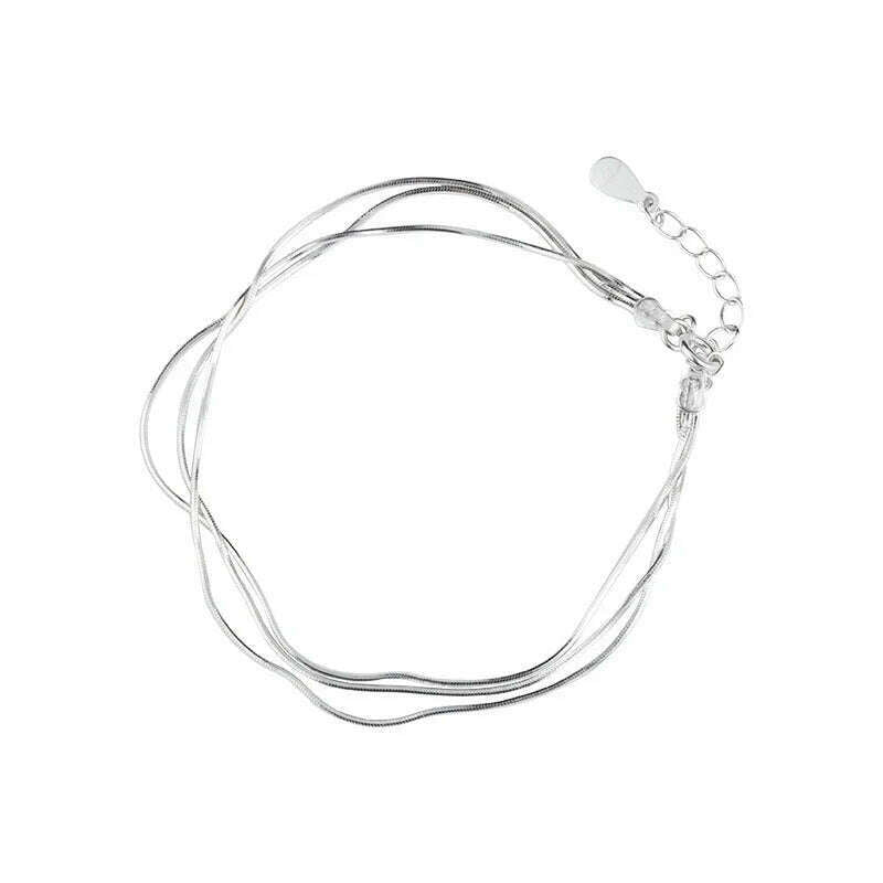 Simple Layered 925 Sterling Silver Bracelets for Women