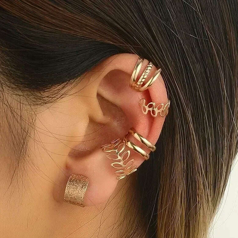 5-Piece Creative Leaf Design Earrings Set