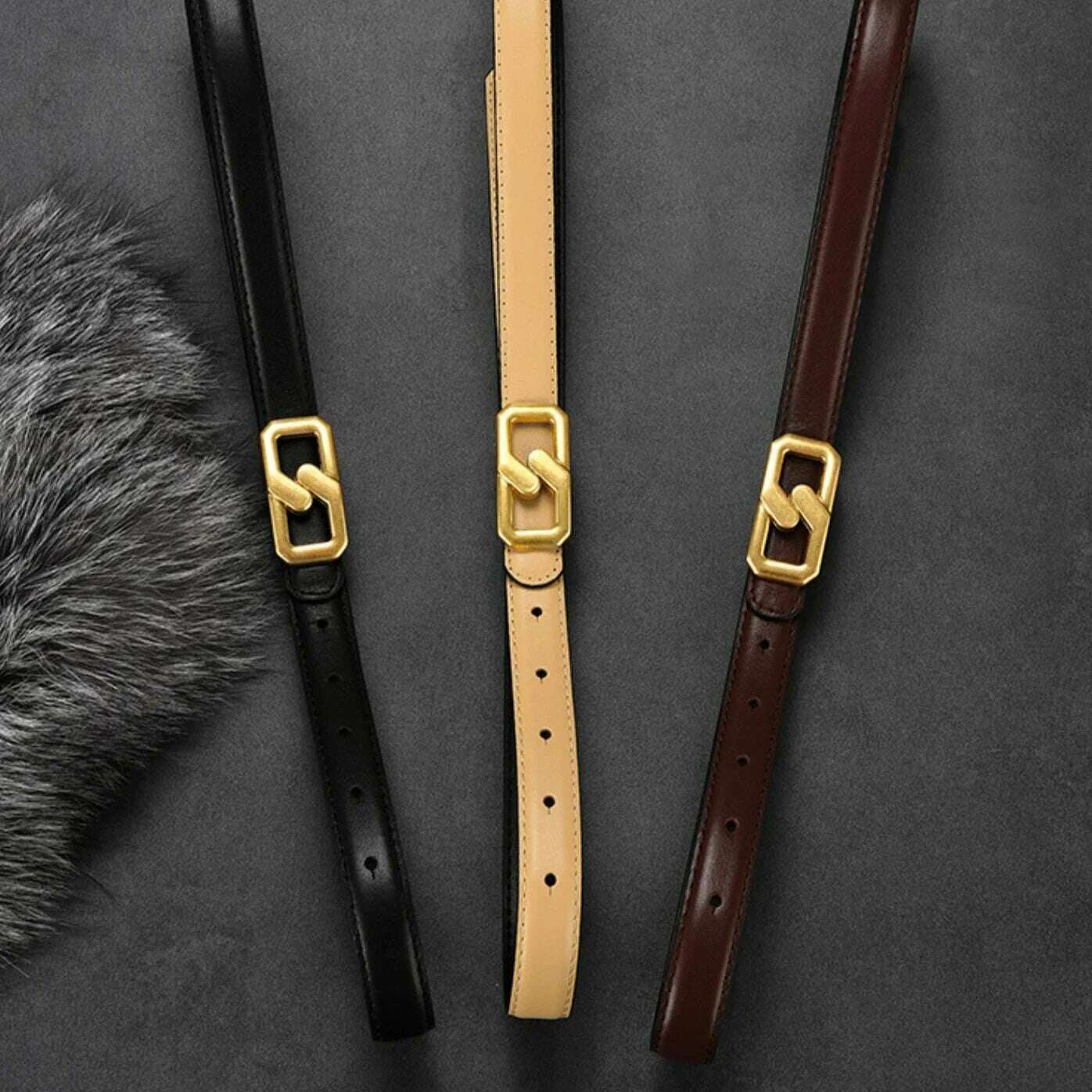Luxury Women's Skinny Belt with Gold Buckle
