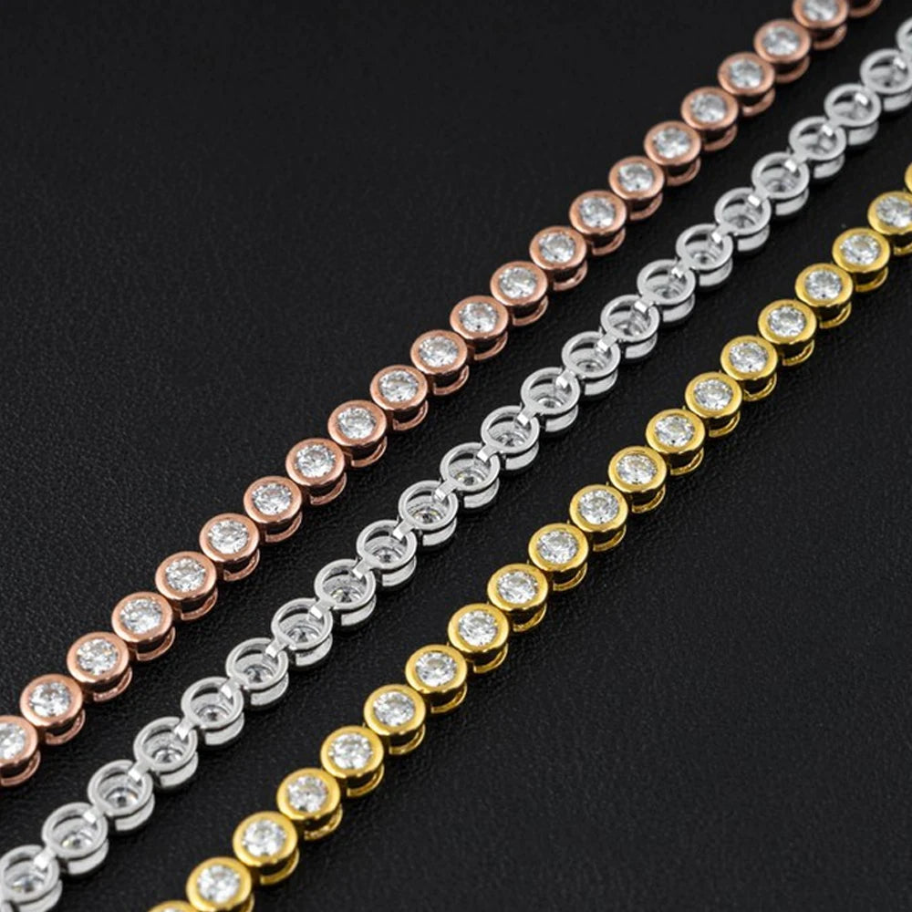 2mm Moissanite Tennis Bracelet: 925 Sterling Silver & 18k Gold