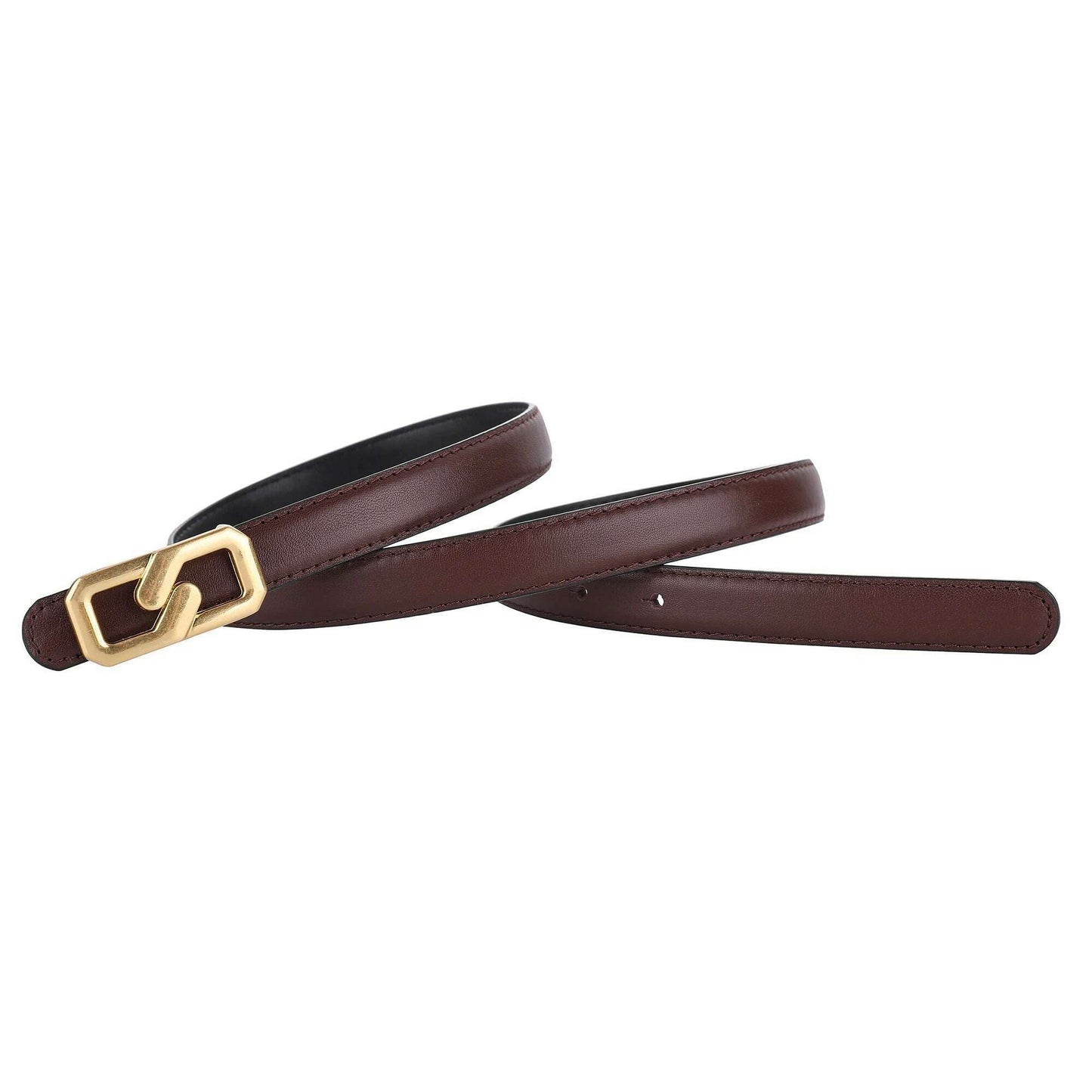 Luxury Women's Skinny Belt with Gold Buckle